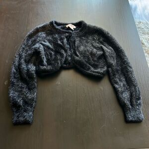 CAT & JACK EYELASH LONG SLEEVE BOLERO BLACK CARDIGAN SWEATER SHRUG SIZE 2T